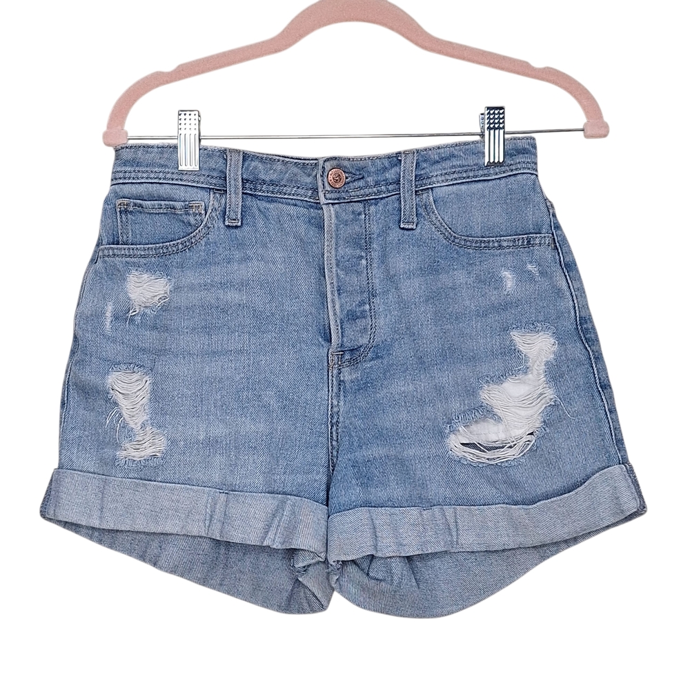 Hollister Women´s Ultra high Rise mom  Denim Short Sz 26 Distresed